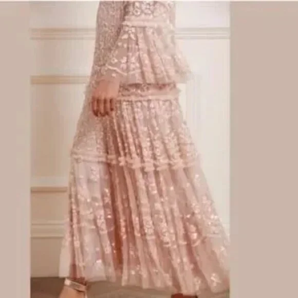 NWT Needle & Thread petal pink Annie dress sequined dress evening gown 12 new